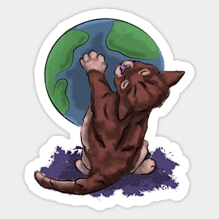 Kitten and Earth Sticker